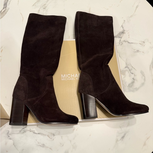 Michael Kors Leigh Boot Suede Heeled Boots - Picture 1 of 7